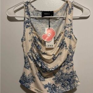 Cider Cream and Blue Patterned Camisole